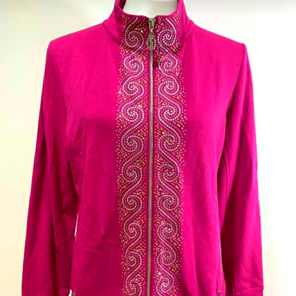 Embroidered detailed Magenta top/jacket